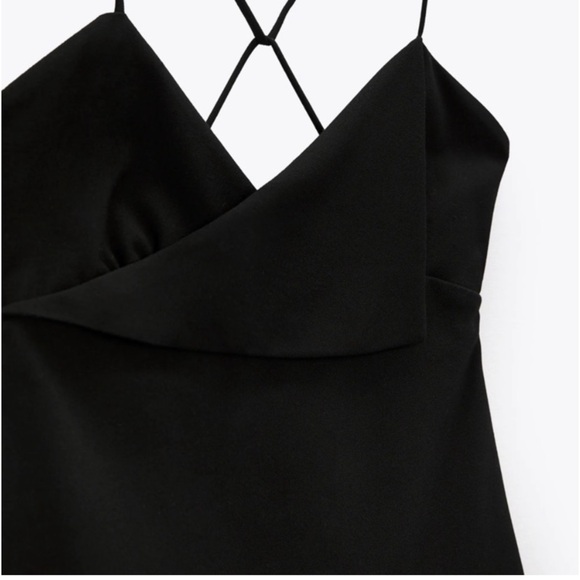Zara black strappy asymmetrical mini dress size S blogger choice - Picture 6 of 16